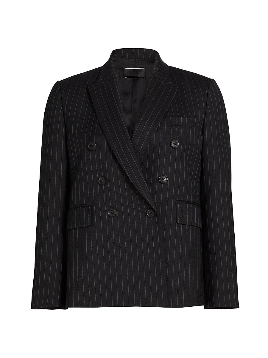 Women's Duran Striped Stretch Virgin Wool Jacket - Dark Charcoal Pinstripe - Size 6