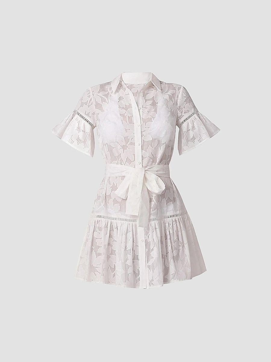 Shoshanna Women's Floral Cotton-Blend Mini-Shirtdress - Optic - Size XL