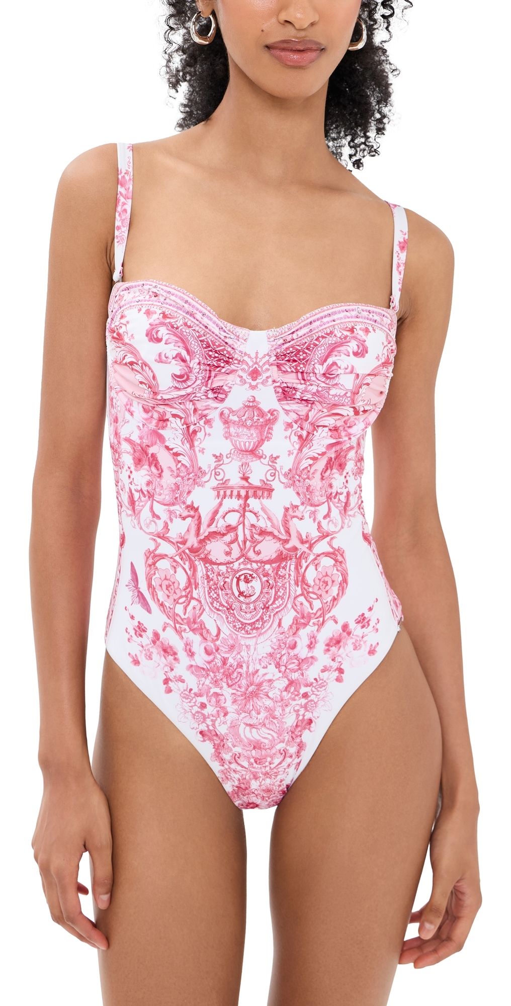 Camilla Ruched Underwire Cup One Piece Livin La Vida Rosa XL