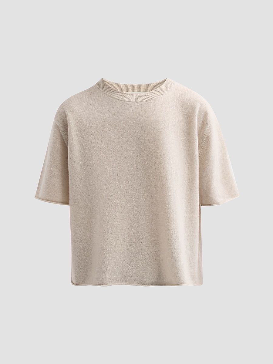 Women's Cila Cashmere Crewneck T-Shirt - Oyster - Size Medium