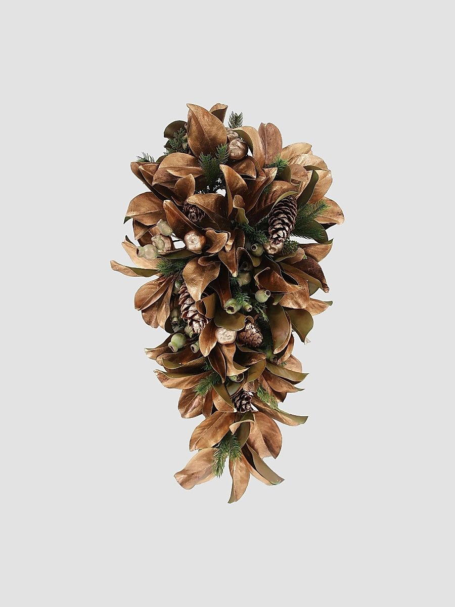Magnolia Mix Deluxe Faux Leaf Foliage - Gold Green