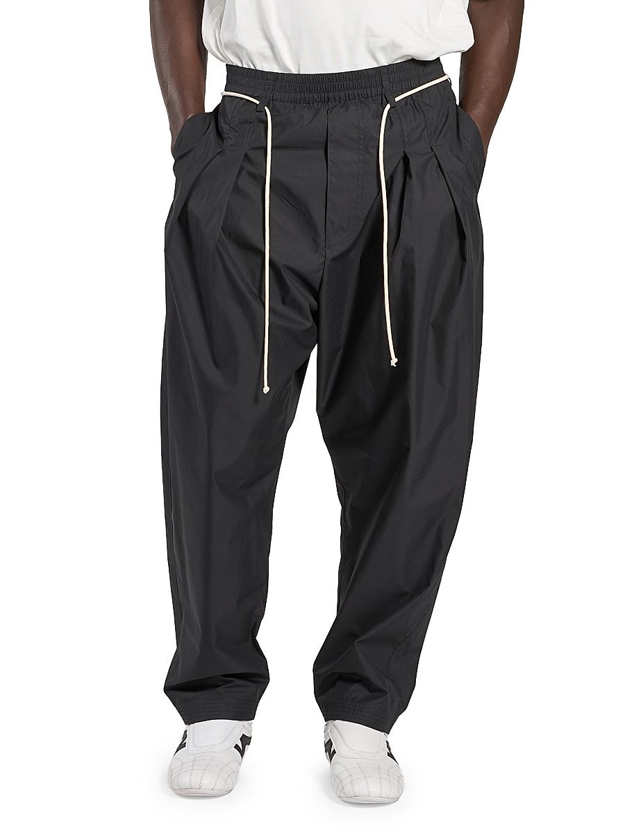 Men's Pleated-Front Drawstring Pants - Black - Size XL
