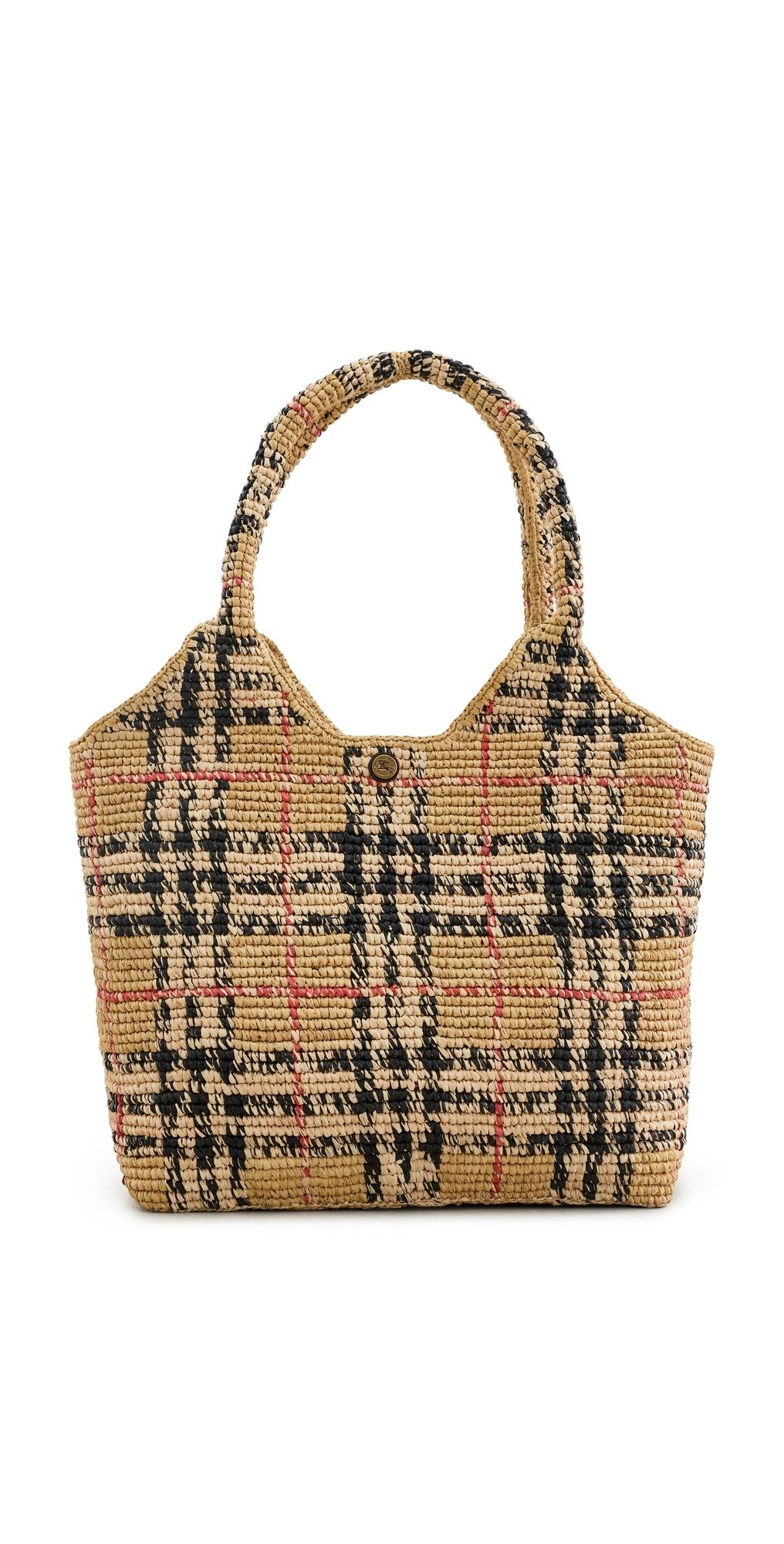 Burberry Margate Medium Raffia Tote Bag Sand One Size