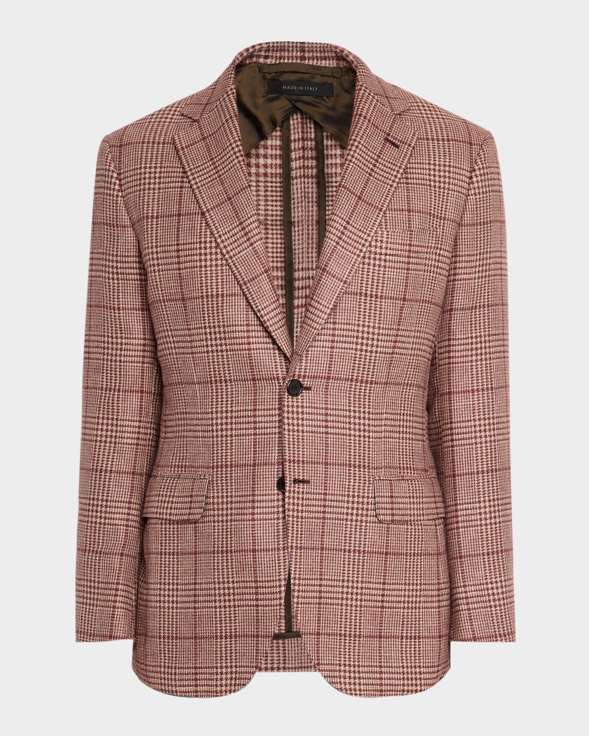 Men & apos;s Cashmere Blend Rust Plaid Sport Coat