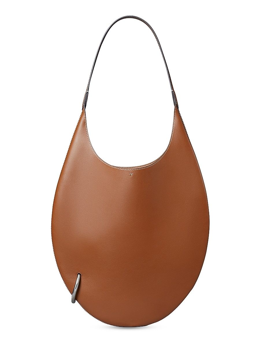 Women's Pierced Leather Shoulder Bag - Aged Tan
