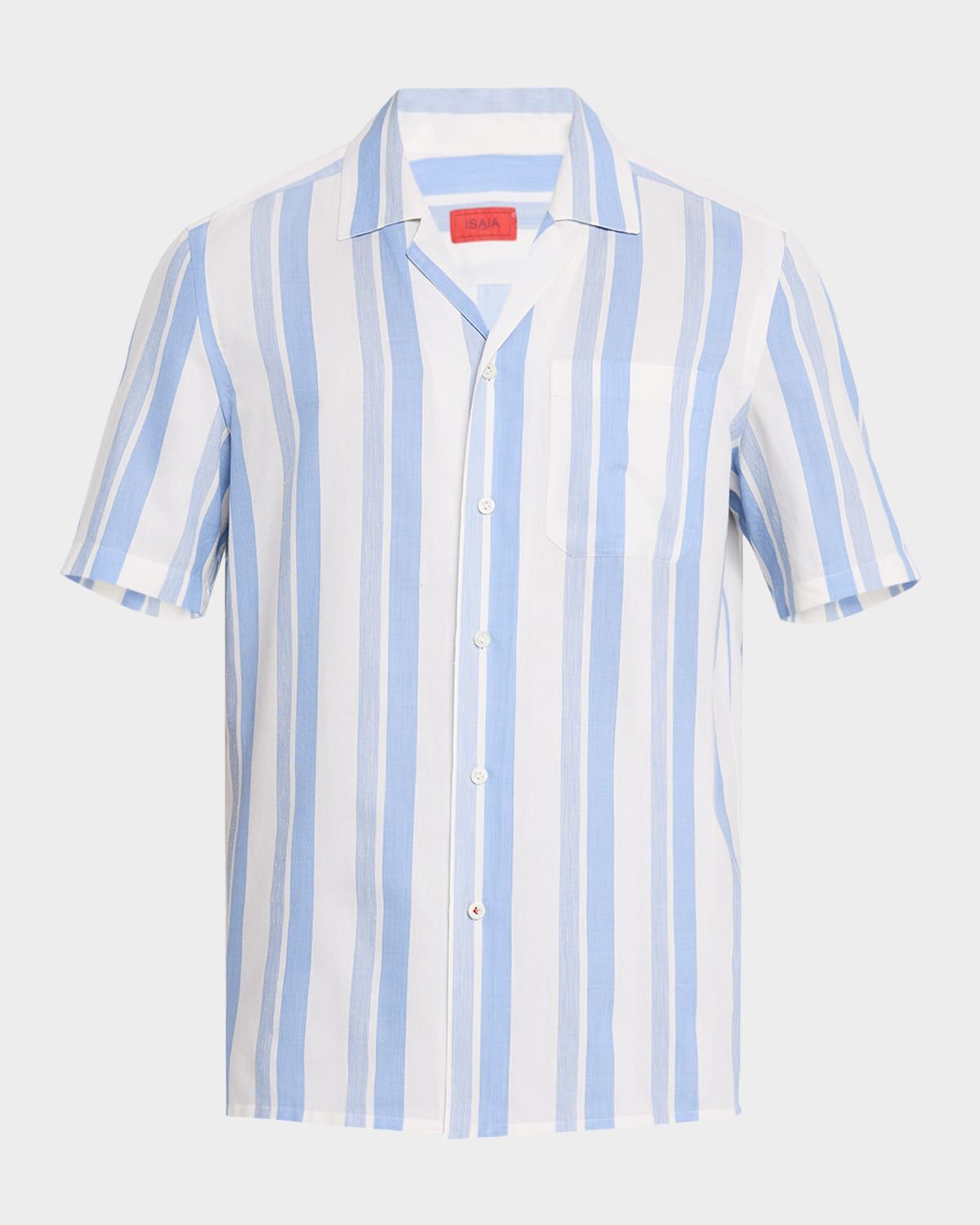 Men & apos;s Cotton and Silk Awning Stripe Camp Shirt