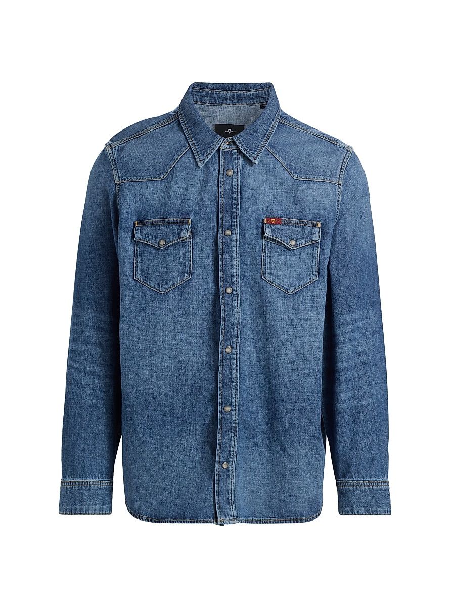Men's Western Canyon Denim Button-Front Shirt - Canyon - Size XL