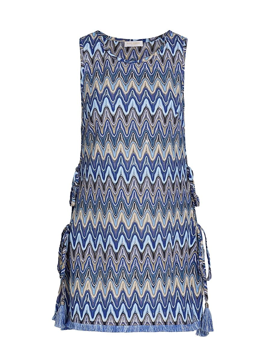 Women's Kimber Zigzag Cover-Up Minidress - Ocean Zigzag - Size Large
