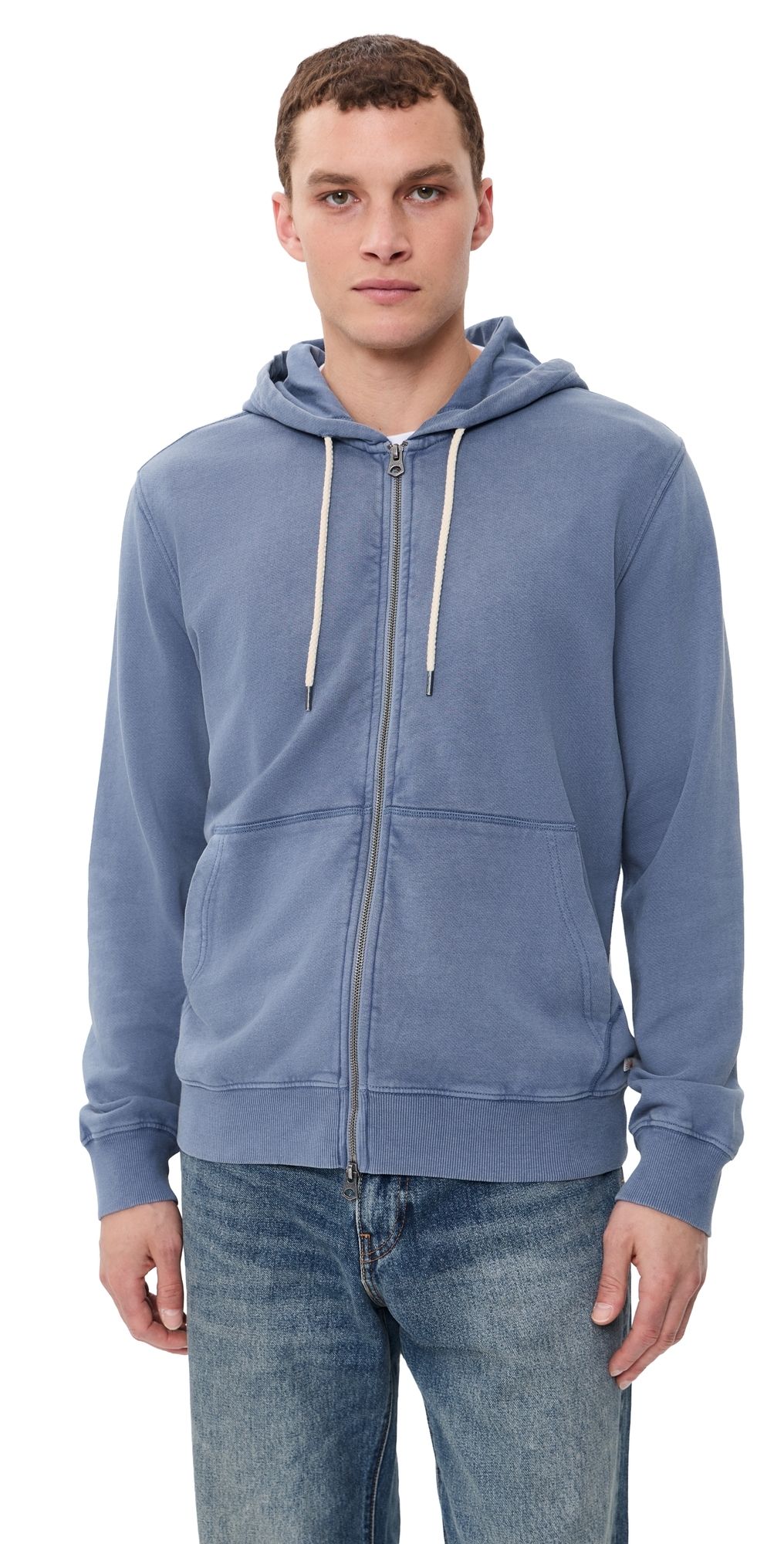 Faherty Oceanside Fleece Zip Hoodie Blue Creek S