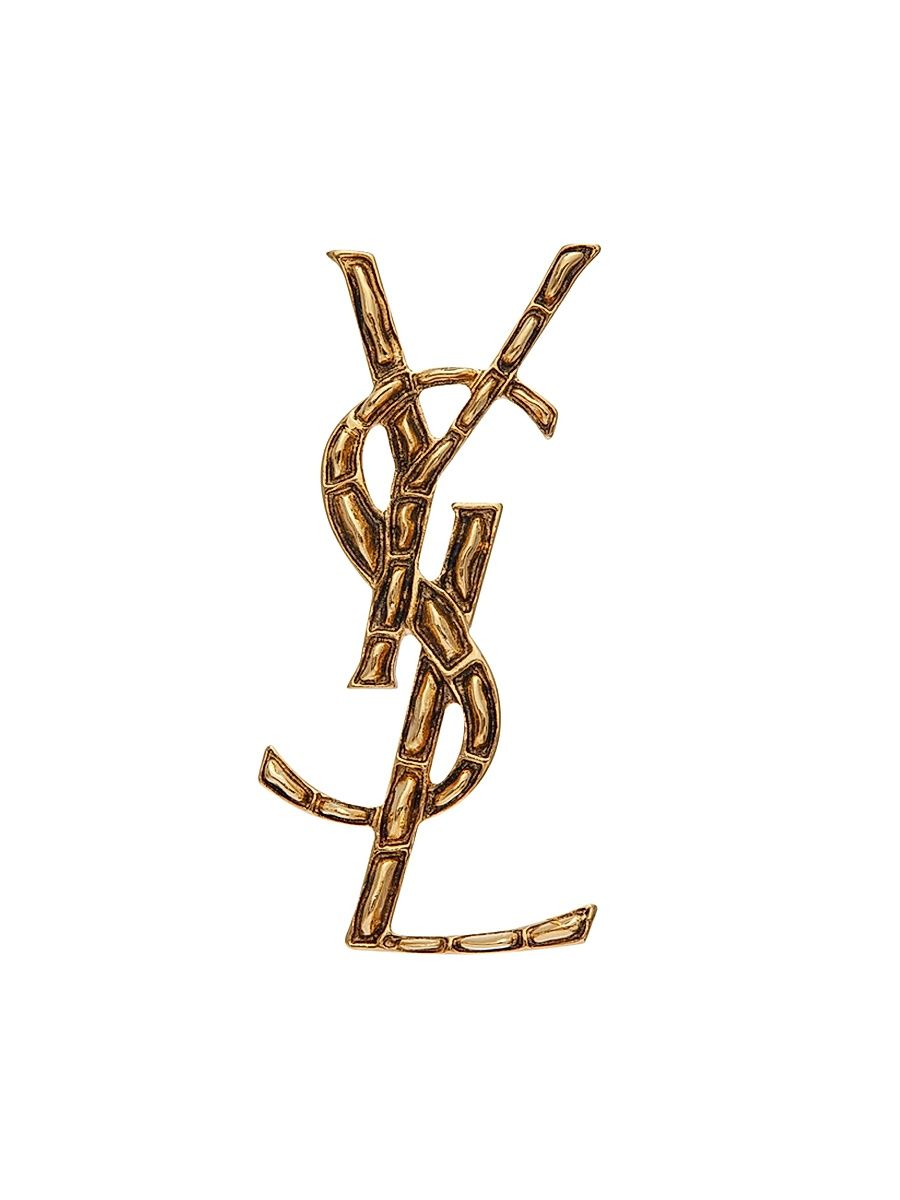 Women's Goldtone Textured Logo Brooch - Dark Gold