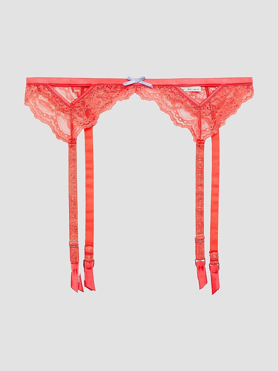 Women's Bianca Lace Garter Belt - Neon Coral - Size Small