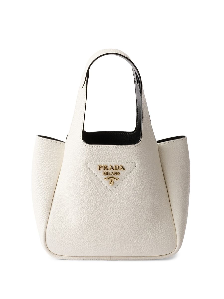 Women's Leather Mini Top Handle bag - White