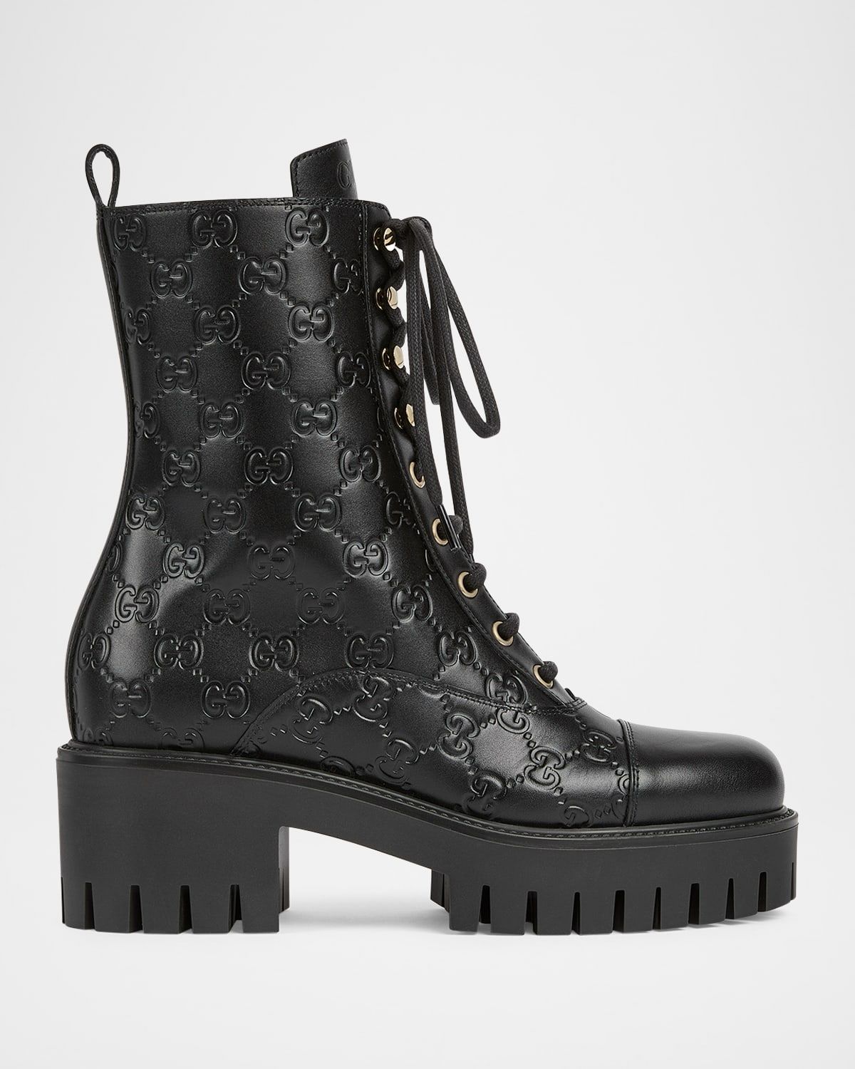 New Marmont GG Interlock Leather Combat Boots