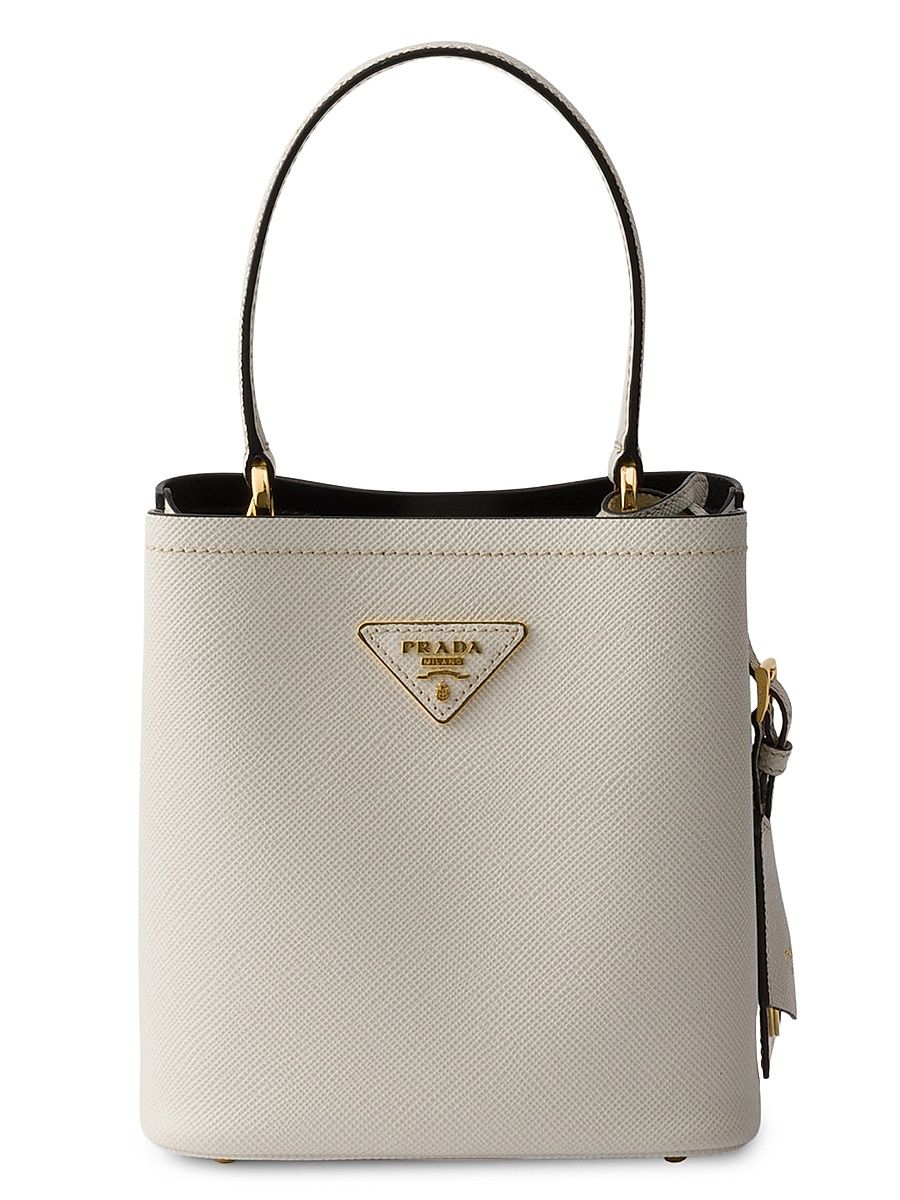Women's Panier Saffiano Leather Bucket Bag - Beige