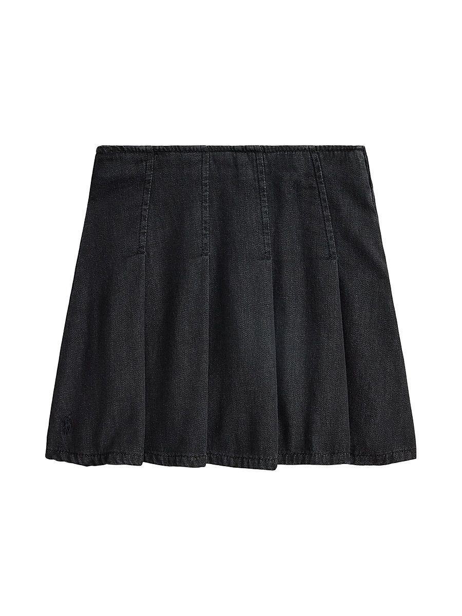 Little Girl's & Girl's Rigid Denim Pleated Skirt - Coiba Wash - Size 8