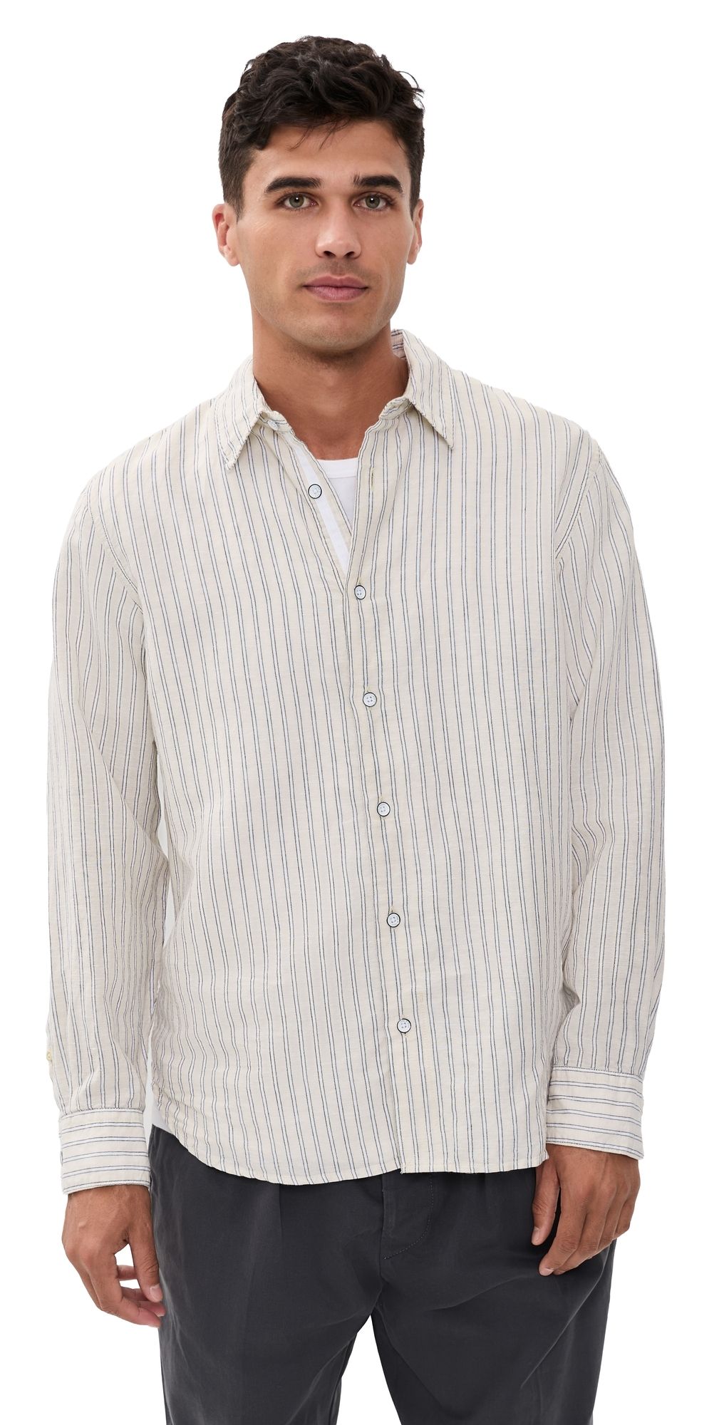 rag & bone Finch Long Sleeve Linen Stripe Shirt Patus S