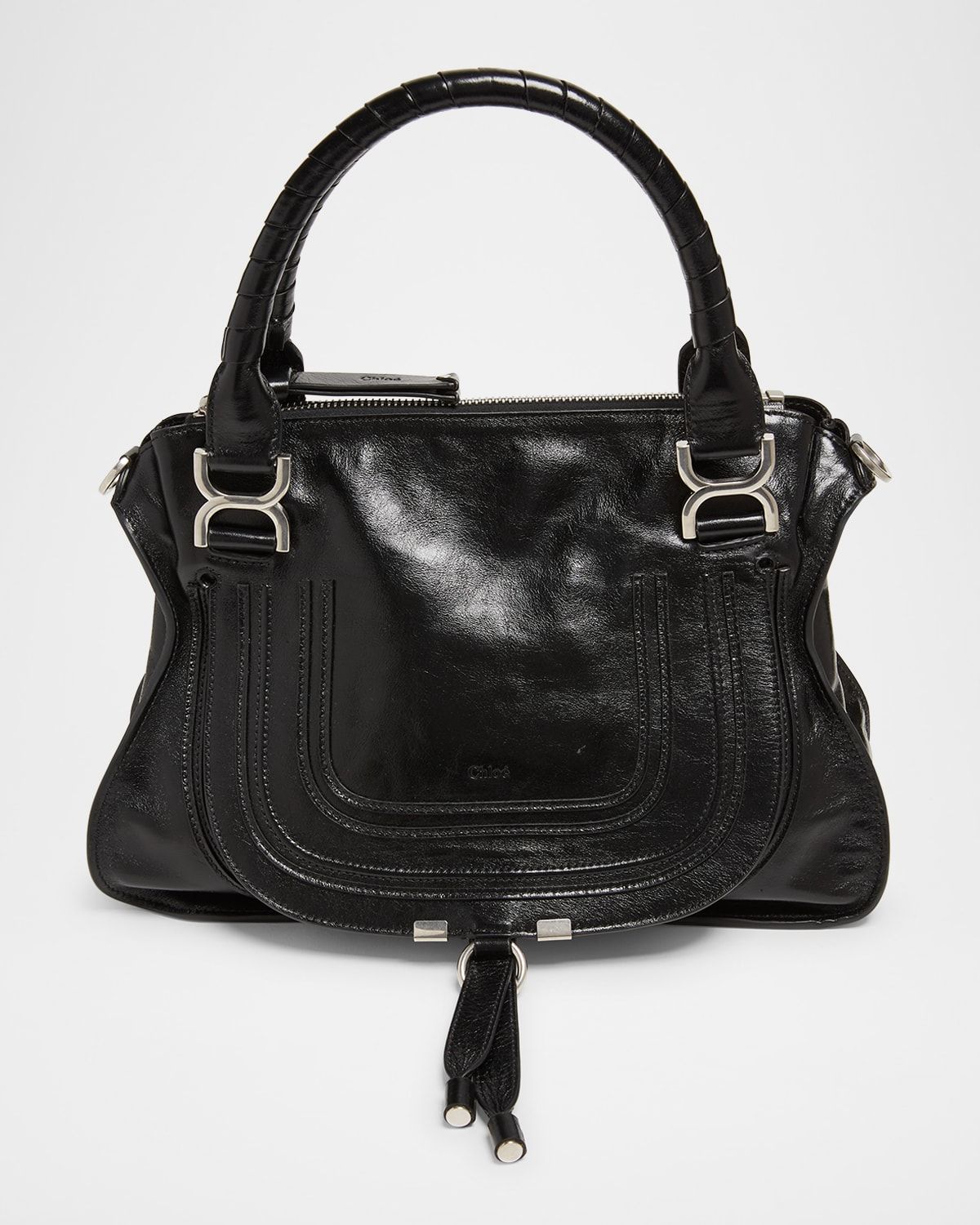 Marcie Medium Satchel Bag in Shiny Calfskin