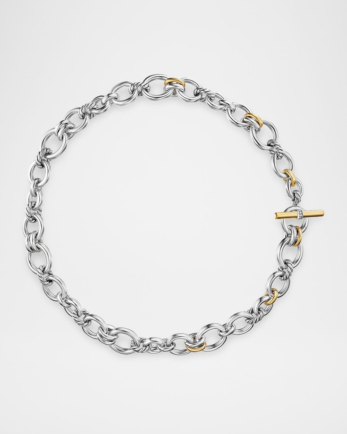 DY Mercer Chain Necklace with Diamonds in Silver and 18K Gold, 5mm