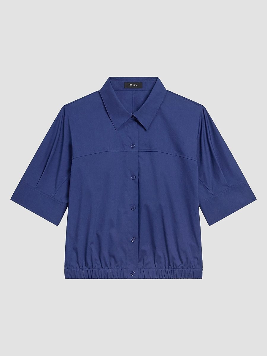 Women's Cotton Poplin Shirt - Sapphire Navy - Size XS