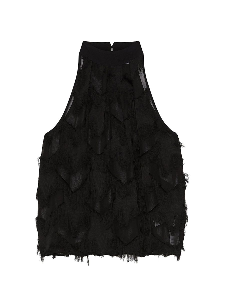 Women's Sleeveless Fil Coupé Top - Black - Size 14