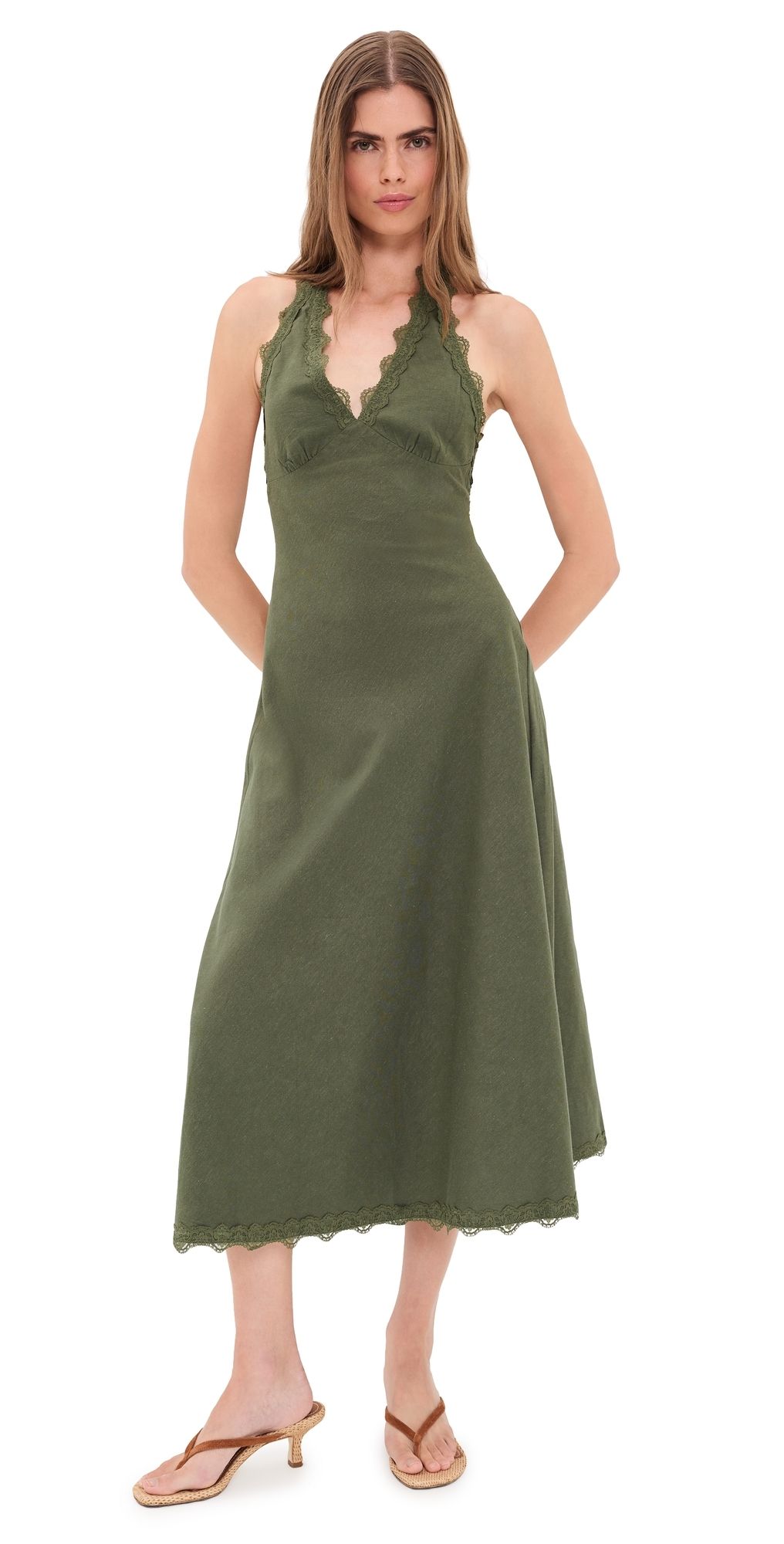 Lioness Stars Align Midi Dress Khaki XXS