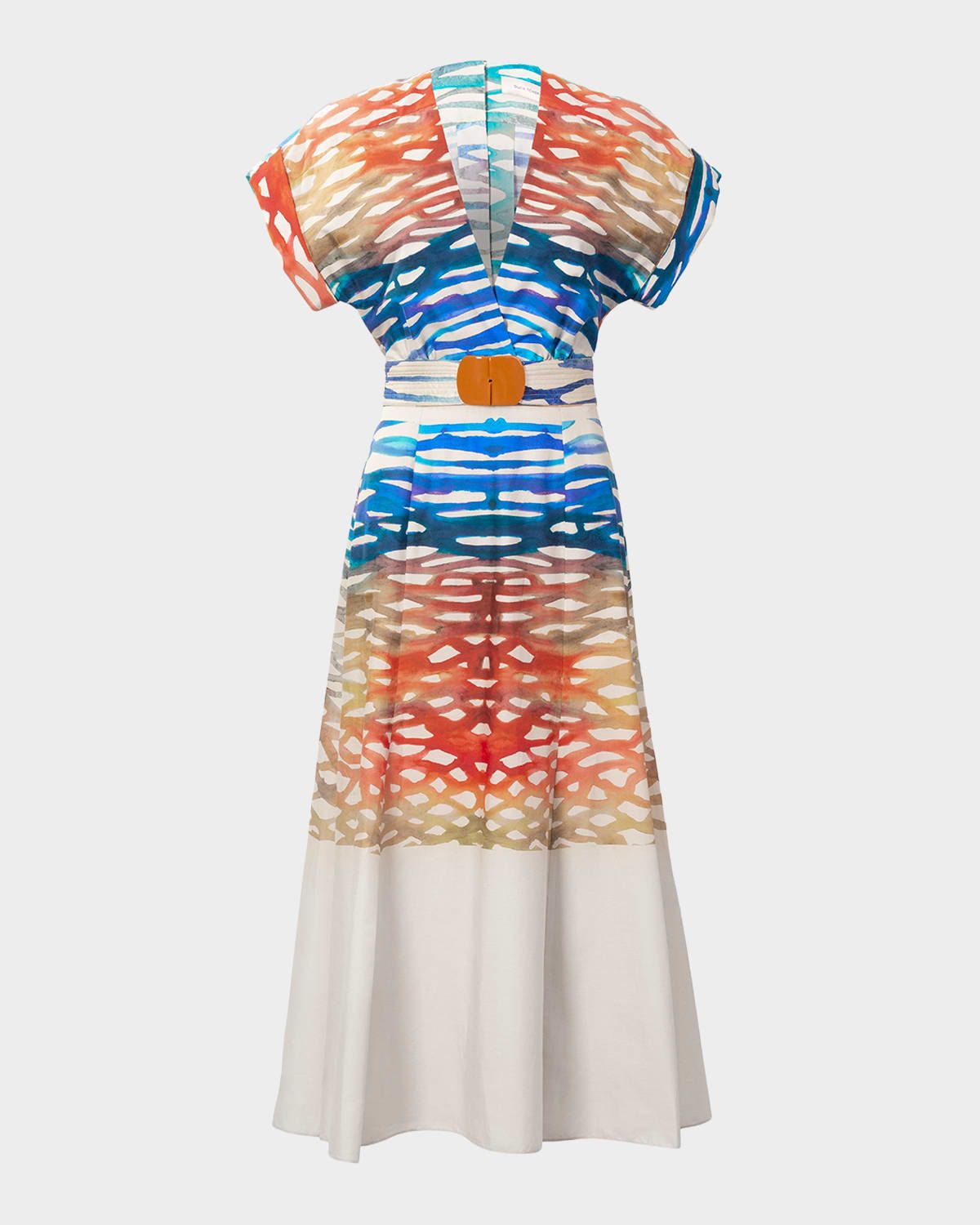 Sakura Coral Symphony Belted Midi Dress