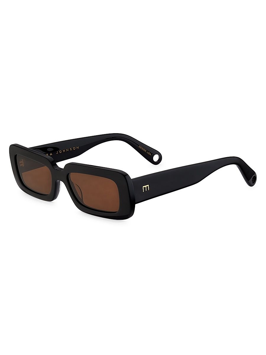 Women's Gigi 54MM Rectangular Sunglasses - Gloss Black Grey