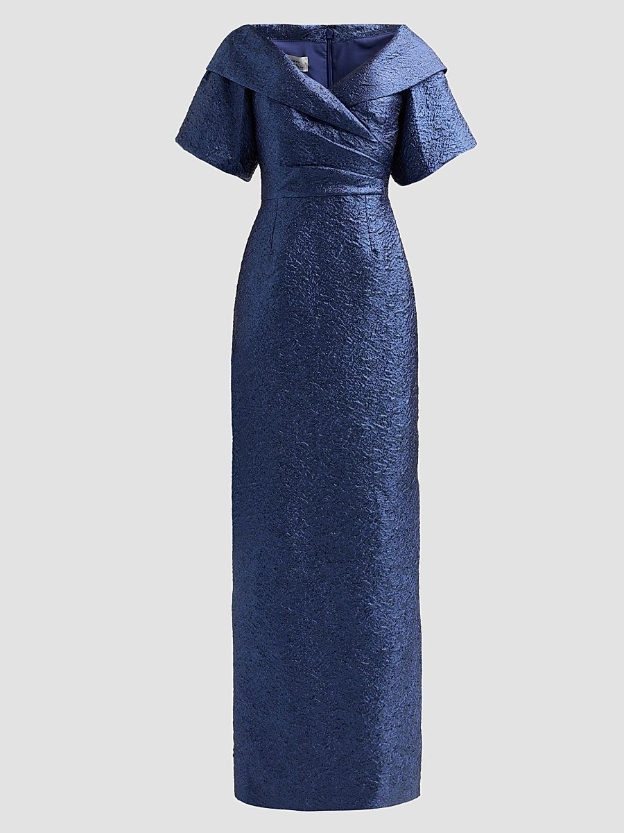 Women's Metallic Jacquard Gown - Sapphire - Size 16