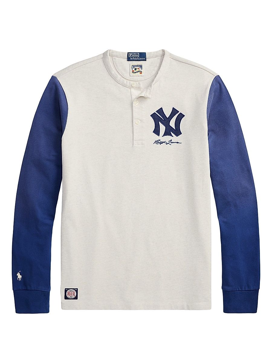 Men's Yankees Long-Sleeve Henley T-Shirt - Soho Heather Annapolis Blue - Size XXL