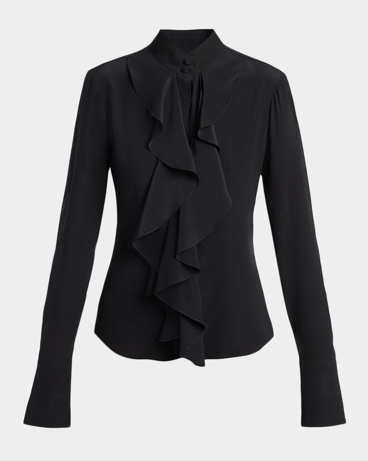 Ruffle Crepe De Chine Shirt
