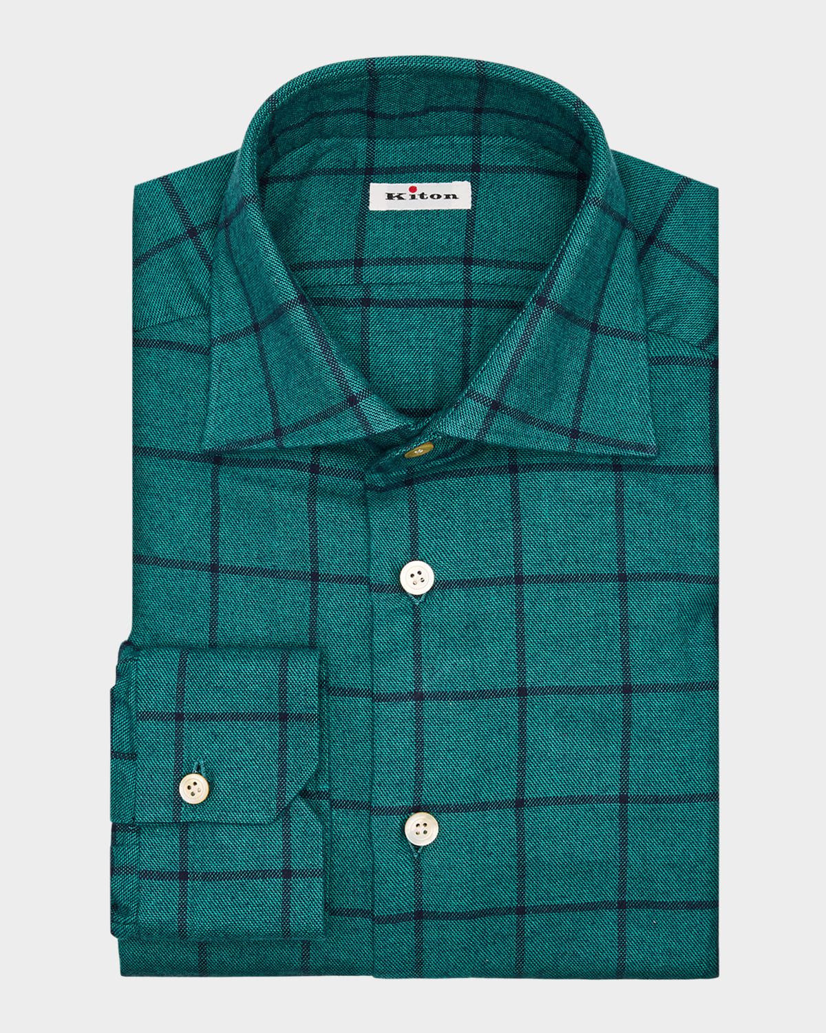 Men & apos;s Cotton Windowpane Check Button-Down Shirt