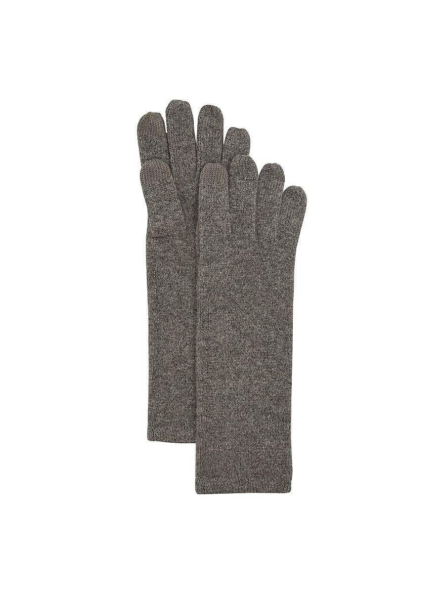 Women's Cashmere Jersey-Knit Mid-Length Gloves - Grey