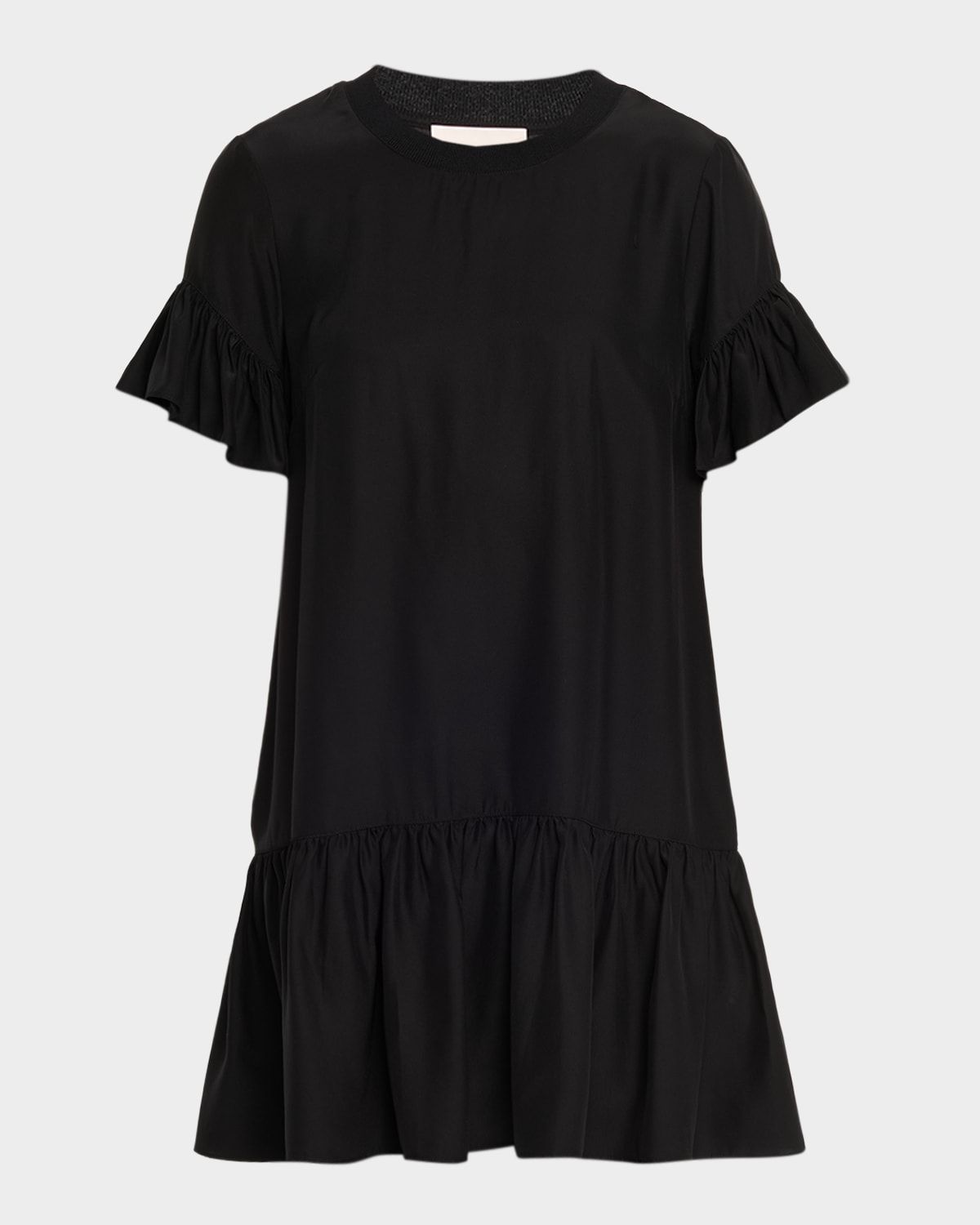 Leilah Silk Dropped-Waist Flounce Mini Dress