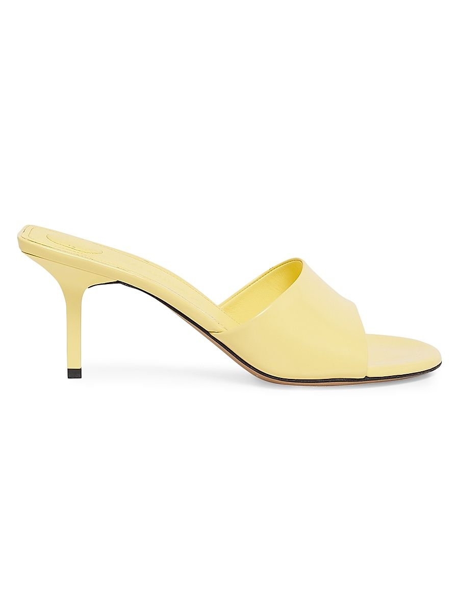 Women's Les Cubisto 70MM Leather Mules - Light Yellow - Size 10