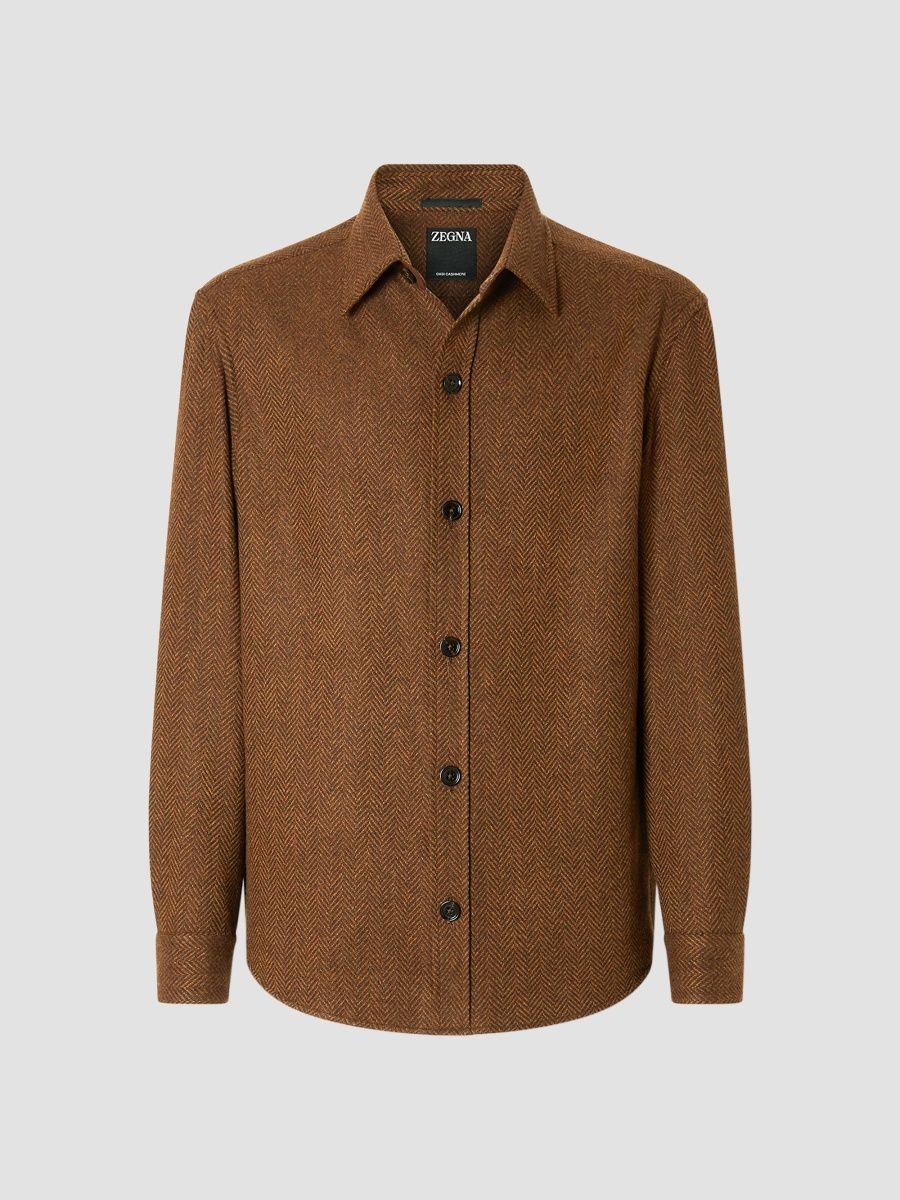 ZEGNA Men's Oasi Cashmere Overshirt - Dark Orange - Size XS