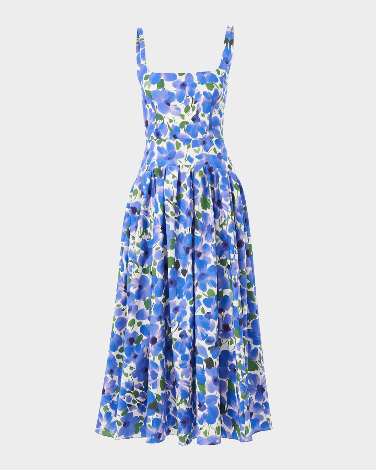 Floral Sleeveless Drop-Waist Midi Dress
