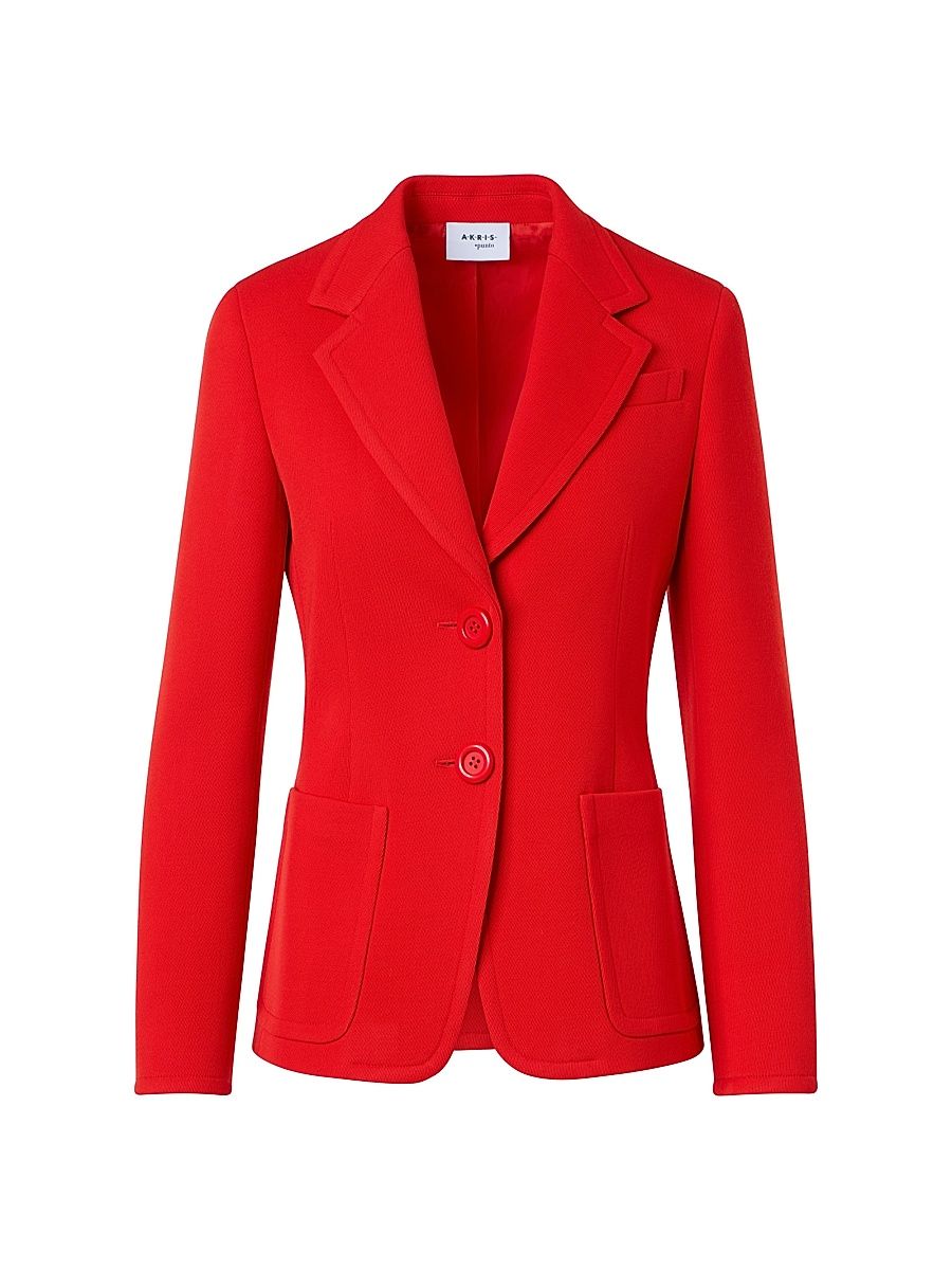 Women's Tailored Wool Blazer - Bright Red - Size 18