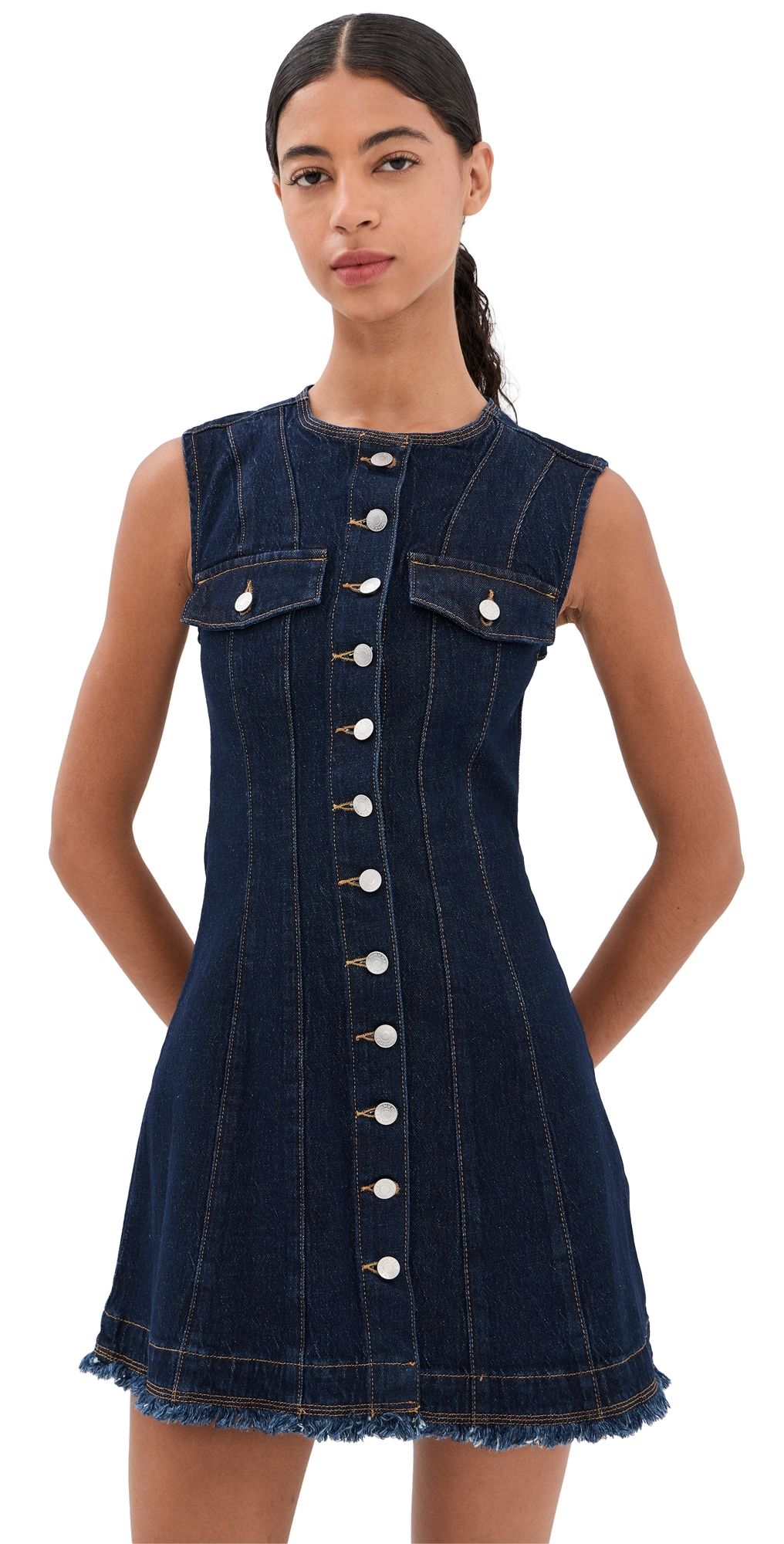 SIMKHAI Hanley Denim Mini Dress Indigo Rinse 00