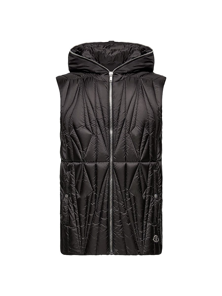 Men's Moncler + Rick Owens Geocamo Ziplock Puffer Vest - Black - Size XL