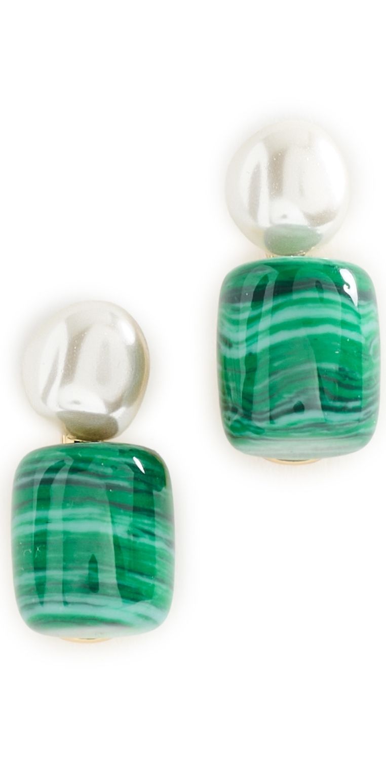 Lele Sadoughi Pebble Stud Earrings Malachite One Size