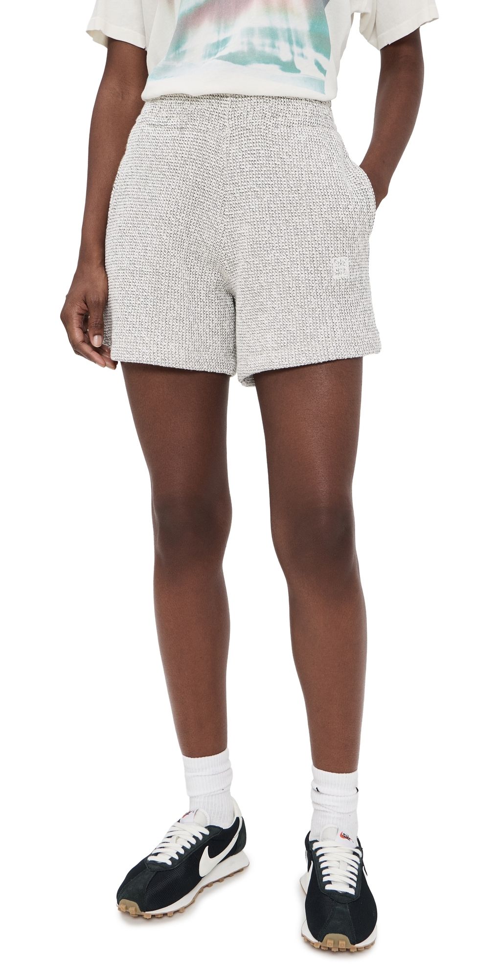 ANINE BING Kam Shorts Ivory and Black S