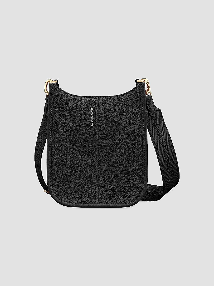 Maison de Sabre Women's Mini Leather Saddle Bag - Black Caviar
