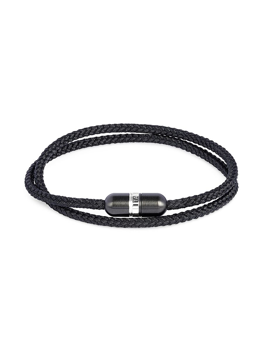 Men's Metallic Pill Wrap Bracelet - Black - Size Large