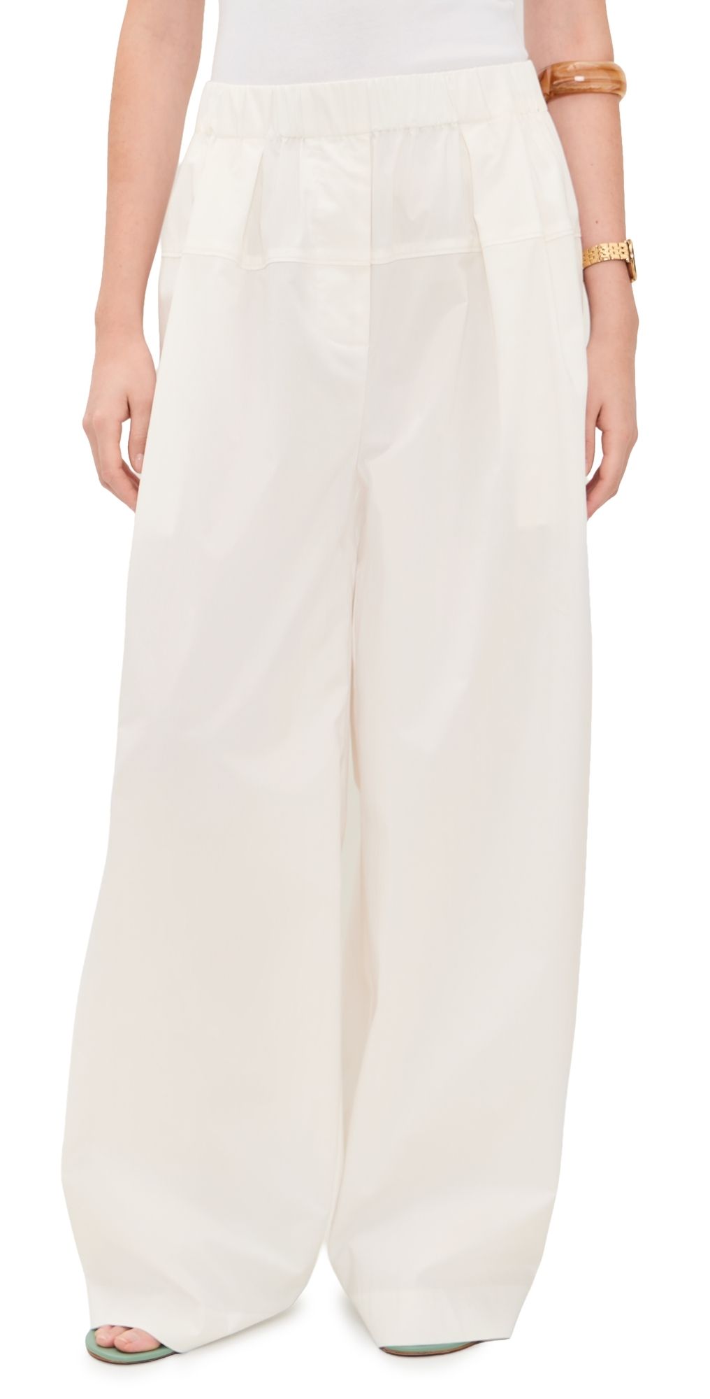 St. Agni Relaxed Pleat Pants Off White S