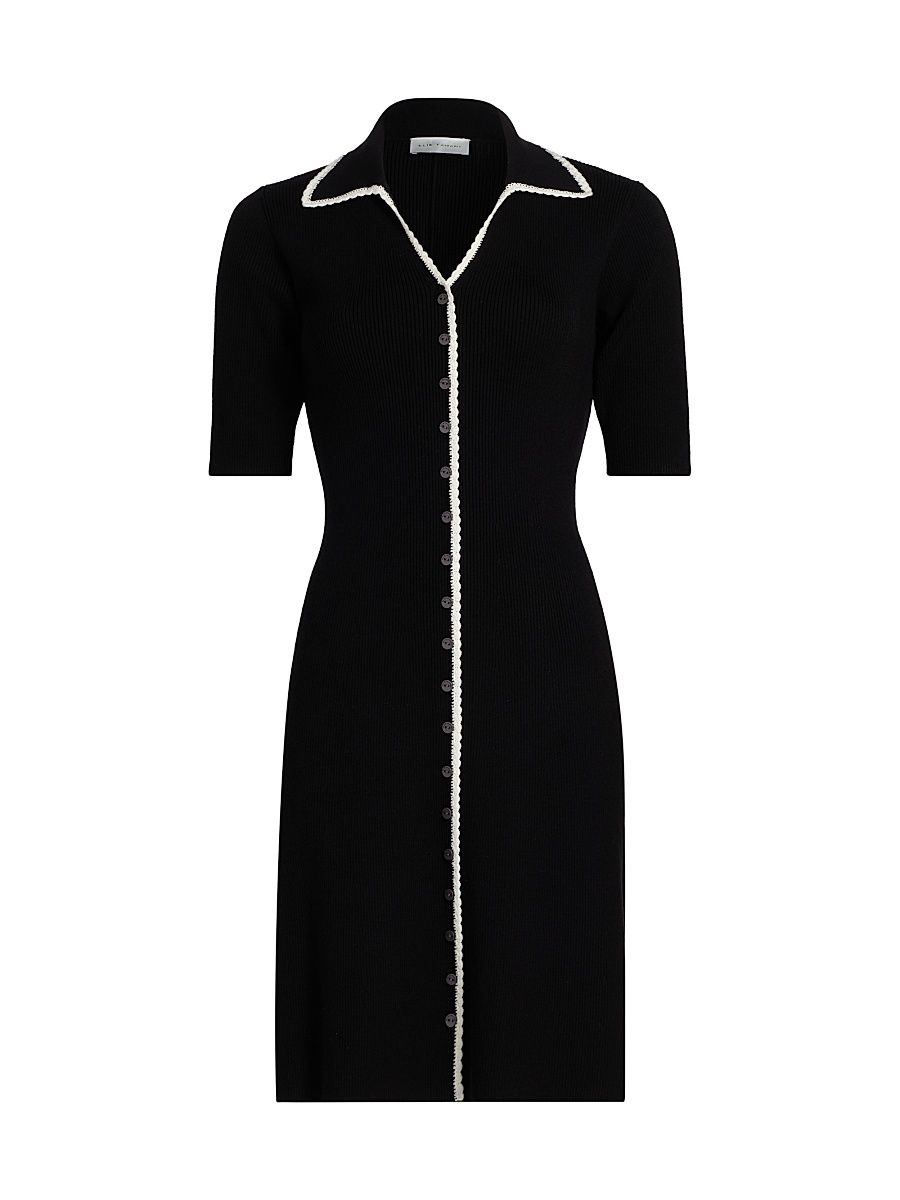 Women's The Sonja Knit Mini-Shirtdress - Noir And Sky White - Size Large