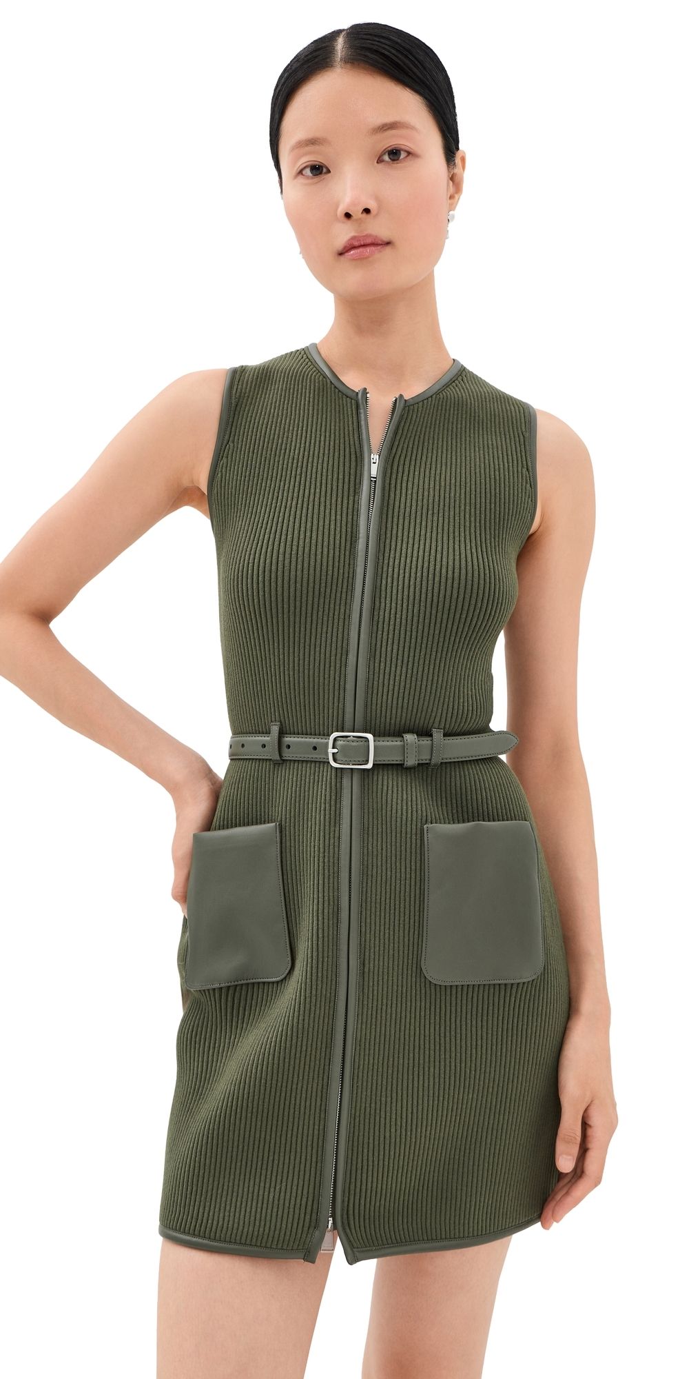 SIMKHAI Viretta Mini Dress Dark Olive L