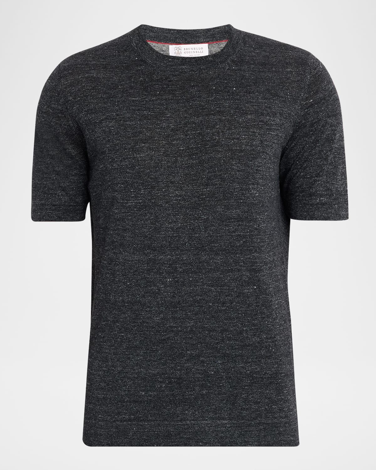 Men & apos;s Linen and Cotton Knit Short-Sleeve Sweater