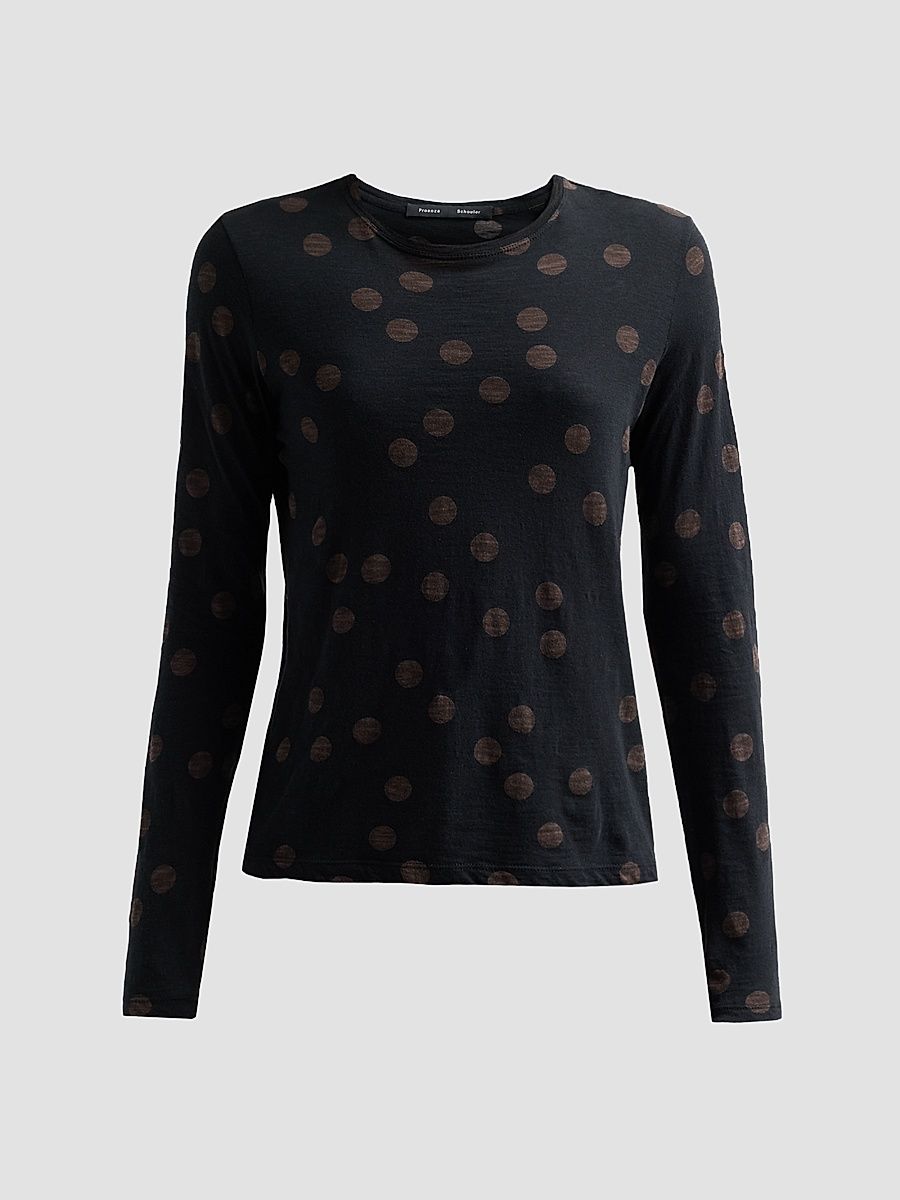 Proenza Schouler Women's Mia Polka Dot Jersey Top - Black Multi - Size Large
