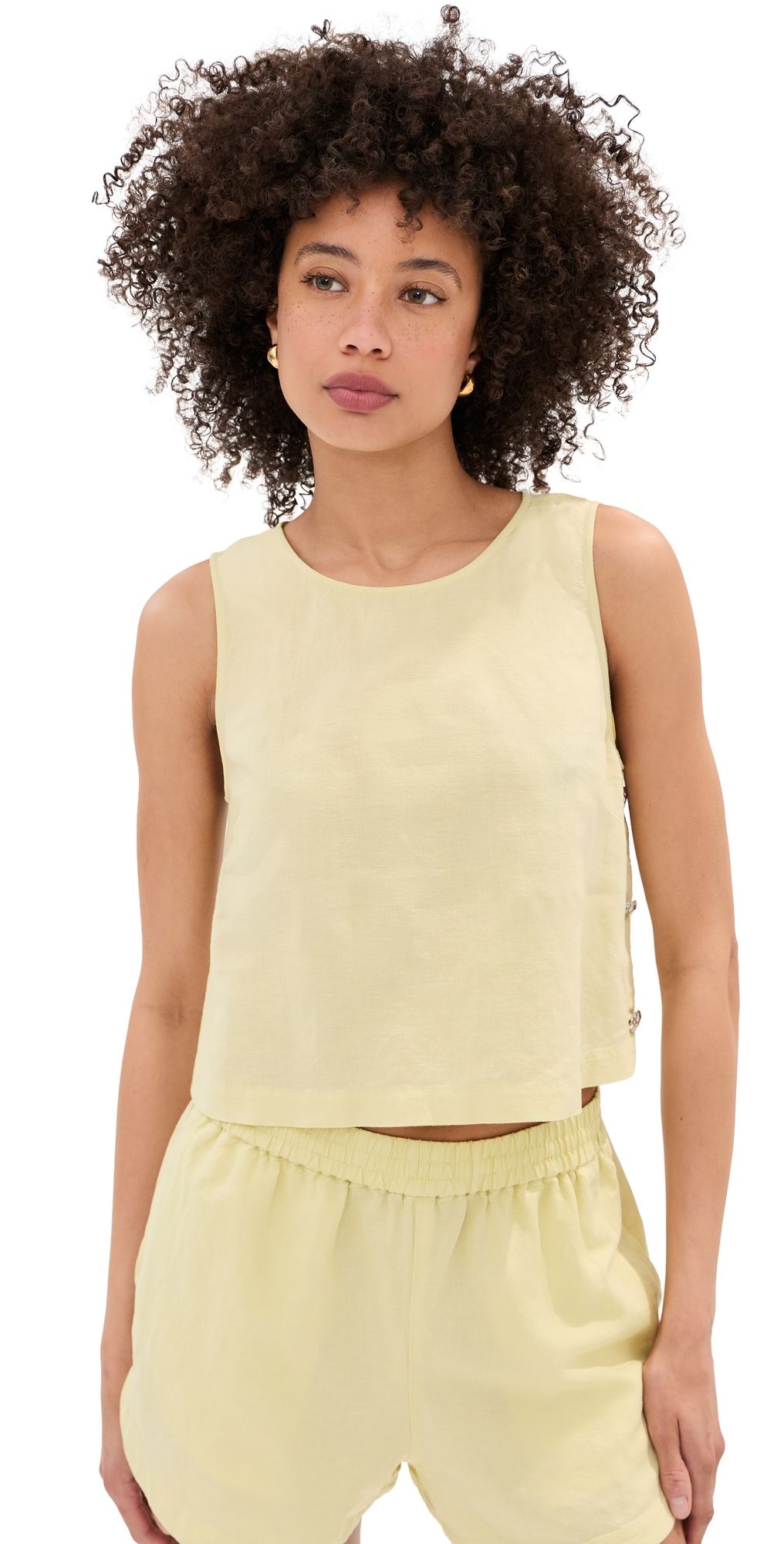 LE BOP Margot Linen Blouse Honeydew L