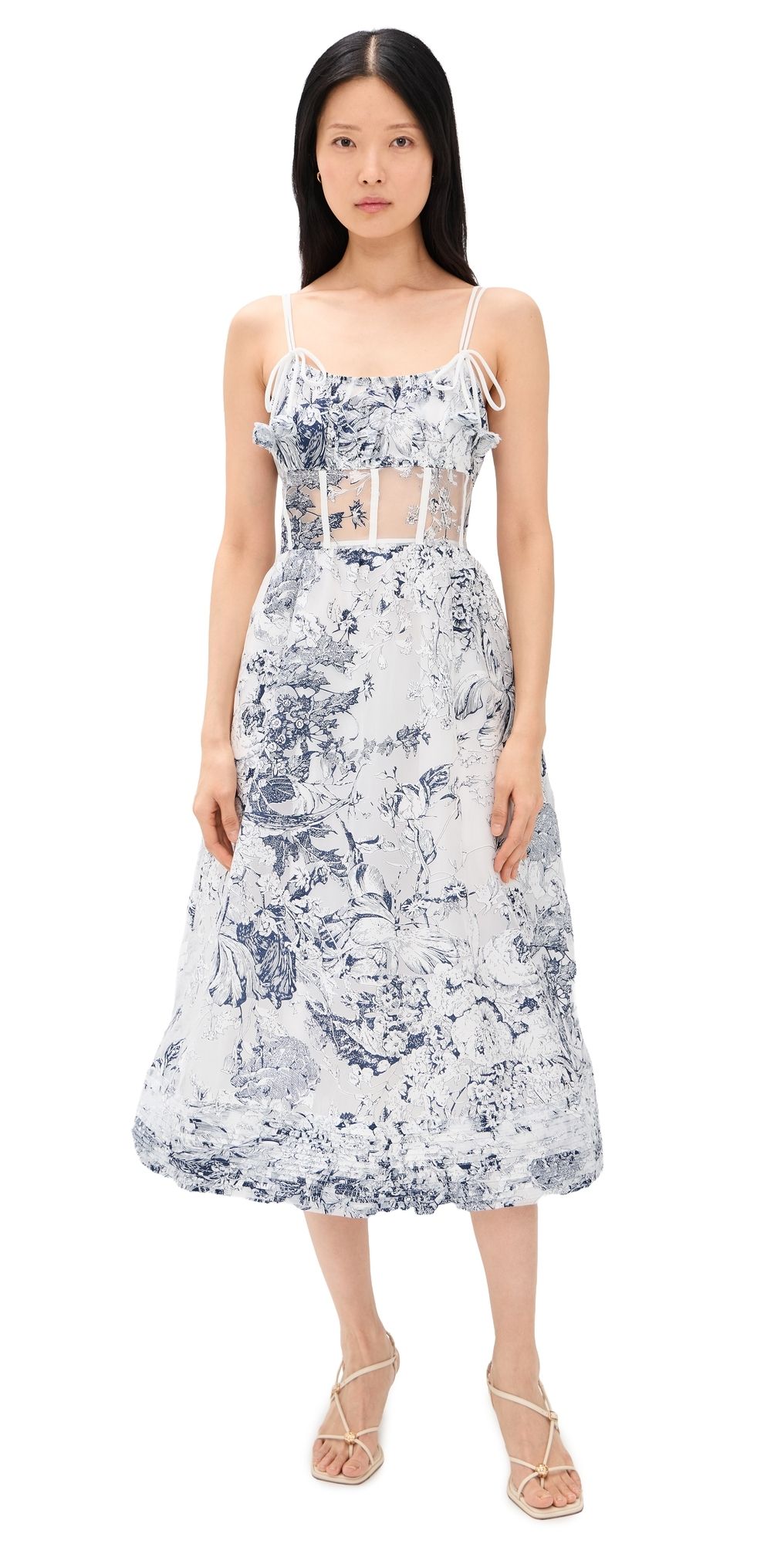 En Saison Cyrus Midi Dress White Navy M